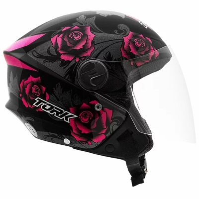 CAPACETE NEW LIBERTY THREE FLOWERS BRILHANTE TAM 56 PINK/PT